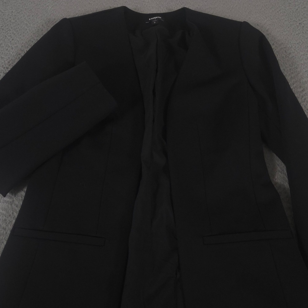 Express Blazer Womens Small Black Open-Front Stretch Ponte Collarless Jacket NEW